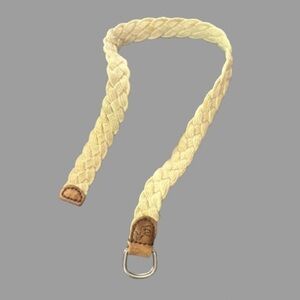 Abercrombie Braided ivory Belt with Brown Leather Details Men’s Size Small